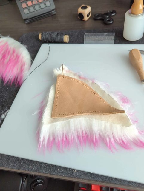 Fox Ears, Base — Leather and faux fur